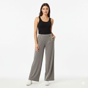 Halara High-Waisted Wide Leg Work Pants – Size Large - 12/14 – Taupe/Mushroom
